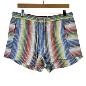 For The Republic Womens Rainbow Stripe Cotton Drawstring Shorts Multi Color L